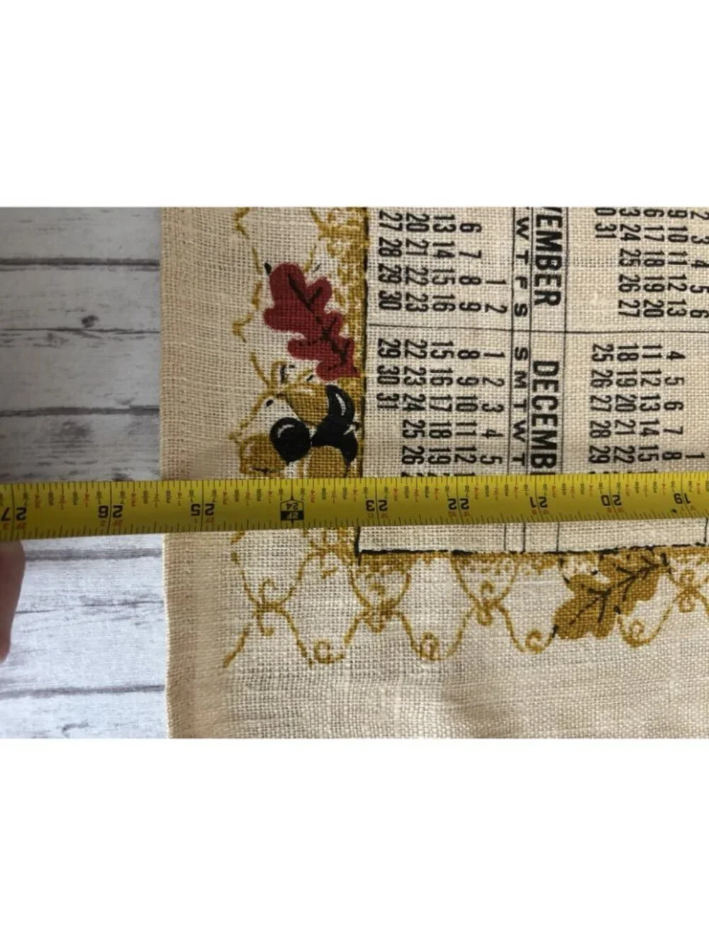 1968 Vintage MCM Linen Calendar Tea Towel Wall Hanging ROOSTER Chicken
